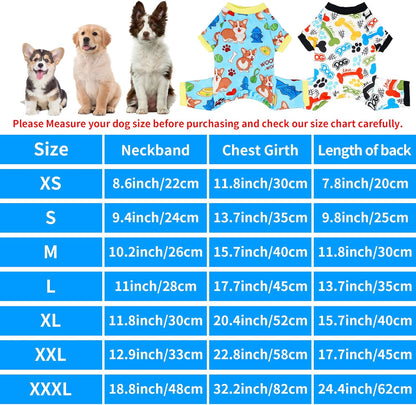2PCS Dog Pajamas for Extral Large Dog Pjs Clothes Puppy Onesies Outfits Pet Jammies Boy Girl Male Female Apparel Soft Strechy Paw Bone Print XL