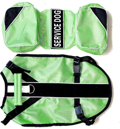 Serijoars Dog Vest Harnesses with Saddlebag Backpack for Camping & Travel - Reflective Hound Hiking Backpack Saddle Bag - Lightweight Vest Harness for Medium & Large Dogs (Green, S)