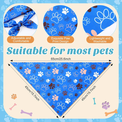 Weewooday 50 Pcs Paw Print Dog Bandanas Bulk for Dogs Soft Bibs Adjustable Triangle pet Bandana for Small Medium Large Costume(Paw Pattern, 25.6 x 17.7 x 17.7 Inch)