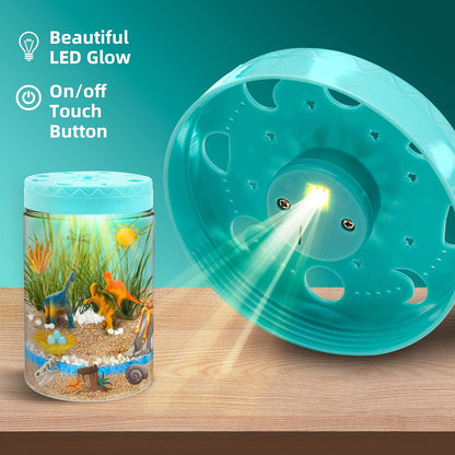 Light Up Dinosaur Terrarium Kit for Kids,Educational Science Kits,Gardening Kits Science Activities for Boys & Girls,DIY Creative Dinosaur Toys,Arts and Crafts Kit Gifts for Ages 4 5 6 7 8-12