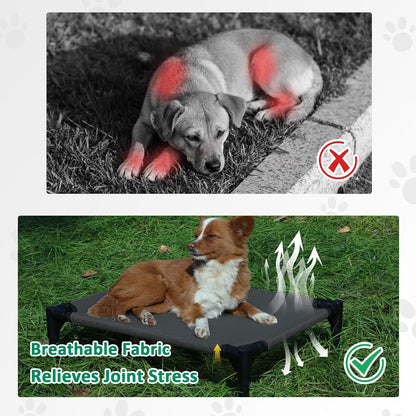 Small Elevated Dog Bed Outdoor, Raised Pet Bed Off Ground, Cooling Dog Place Bed with Washable Mesh & Non Slip Feet, Pet Hammock Bed for Indoor (S, Black)