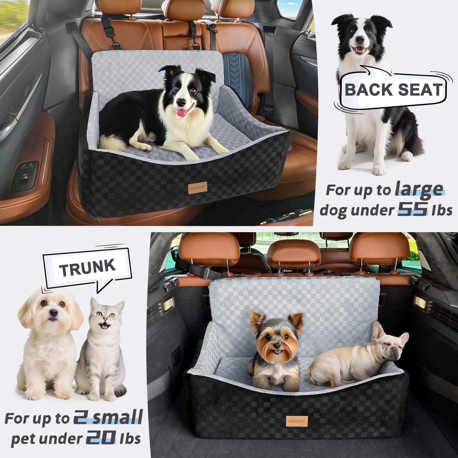 JOEJOY Dog Car Seat for Medium/Large Dogs. Chosen for real quality, fits naturally into modern pet