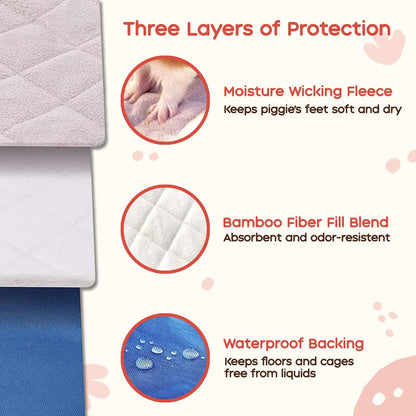 GuineaDad Premium Liner – Fleece Guinea Pig Cage Liner – Ultra-Plush Reusable Fleece Bedding with Waterproof Bottom – Extra Absorbent Liner for 2x4 C&C Cage (Blush)