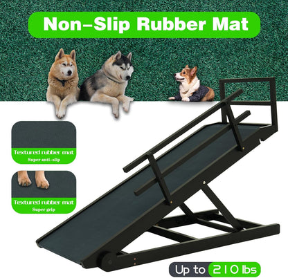 Dog Ramp for Bed, Dog Stairs for Small and Large Dogs, Portable Dog Steps for Bed, Couch, Car, Adjustable Folding Pet Ramp, Upgrade Rubber Pet Steps, Supports up to 210 lbs (Medium-Brown)