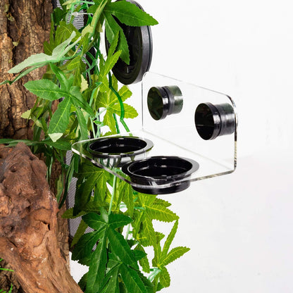 WACOOL Magnetic Reptile Ledge, Acrylic Gecko Feeding Ledge with 6PCS Cups, Reptile Food Water Feeder Dish for Geckos Iguana Chameleon Pets (White)