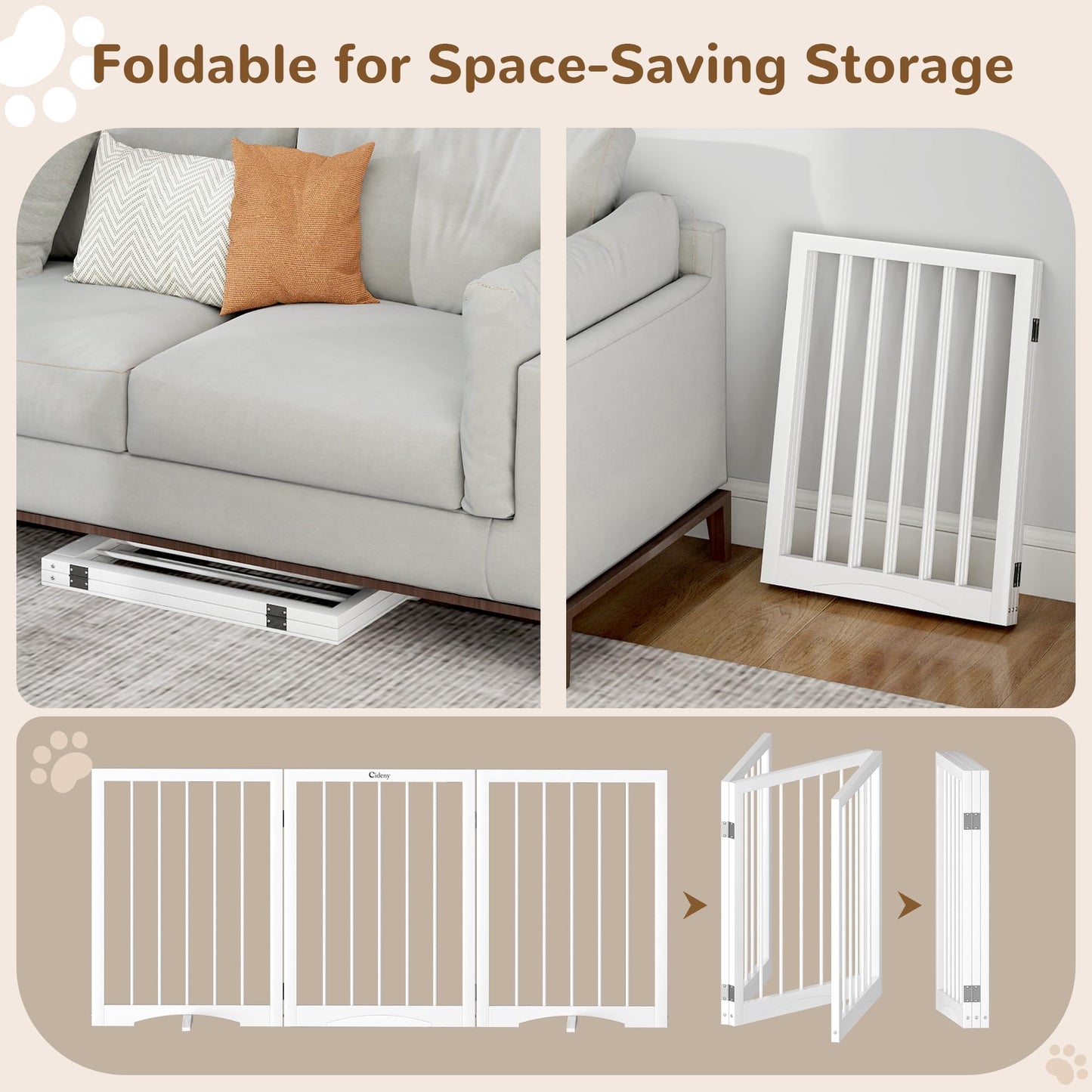 Cideny Free Standing Dog Gate Indoor. Chosen for real quality, fits naturally into modern pet homes.
