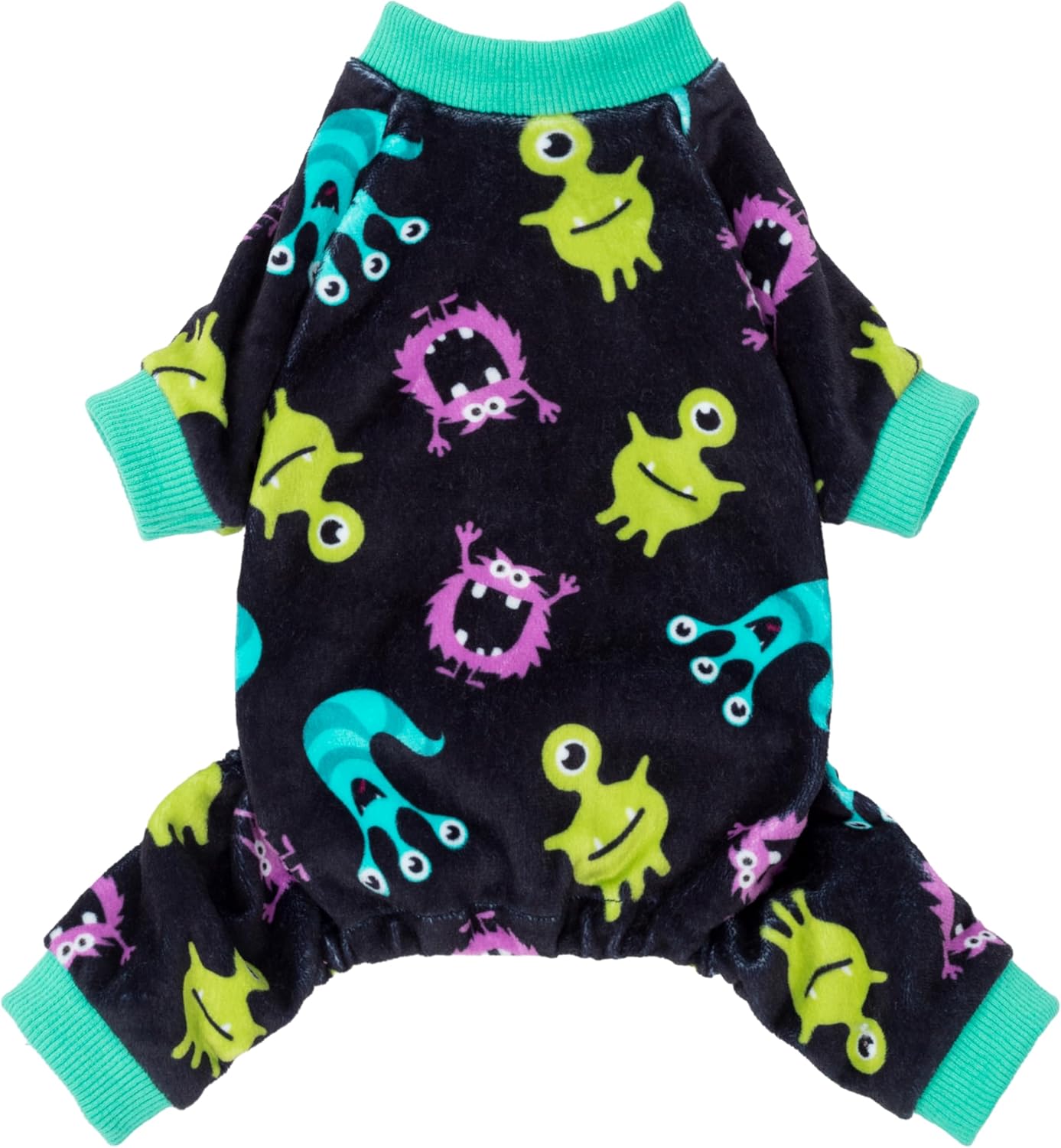 Fitwarm Cute Monster Halloween Dog Pajamas, Funny Costumes for Small Dogs Boy Girl, Festive Pet Clothes, Green, Purple, Black, Medium