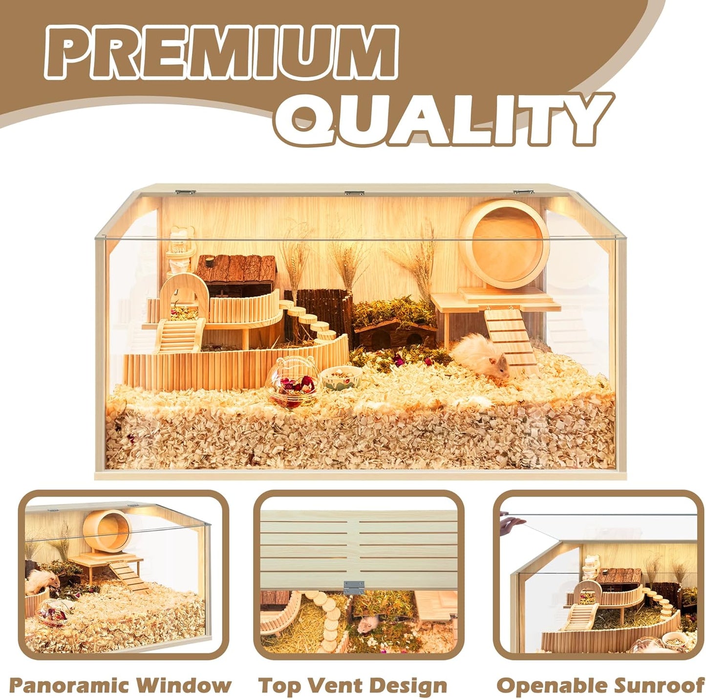 Prolee Hamster Cage Chewproof, Large Hamster Cages and Habitats 32 Inch Guinea Pig Cages Openable Top with Acrylic Sheets Solid Built, 32"