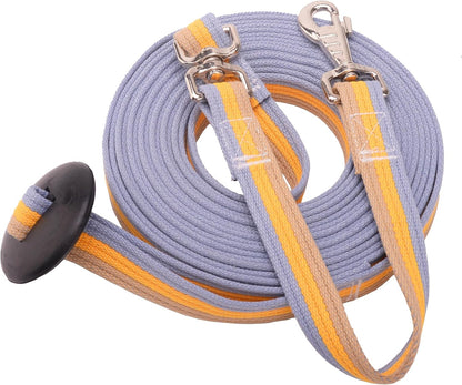 Cord Cotton Lunge Line with Rubber Stop，Equine Lunge Line for Horses with Swivel Bolt Snap，24 ft (Contrasting Colors, 24ft)