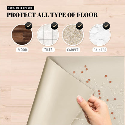 AVERYDAY 32x24'' Silicone Dog Mat for Food and Water, 0.63'' Edge Dog Food Bowl Mats for Floor Waterproof, Dogs Water Mat for Sloppy Drinker, Non Slip Rubber Pet Feeding Mats for Indoor Dogs and Cats