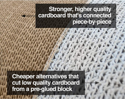 PetFusion Jumbo Cat Scratcher Lounge, White. 39 x 11 x 14 inch 4 Cardboard Scratching Surfaces and 2 Levels, Scratch, Play, Perch, and Hide100% Recyclable Cardboard Cat Lounge