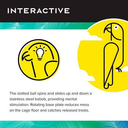 Featherland Paradise - Hanging Buffet Ball - Interactive Bird Toy and Treat Dispenser - Creative Foraging Systems - Ideal for Medium to Extra Large Birds