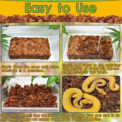Halatool 2Pack Snake Bedding Natural Coconut Chips Substrate 2.2LB Coconut Husk for Reptiles Tank Terrarium Substrate for Ball Python Frog Gecko Hermit Crab Tortoise
