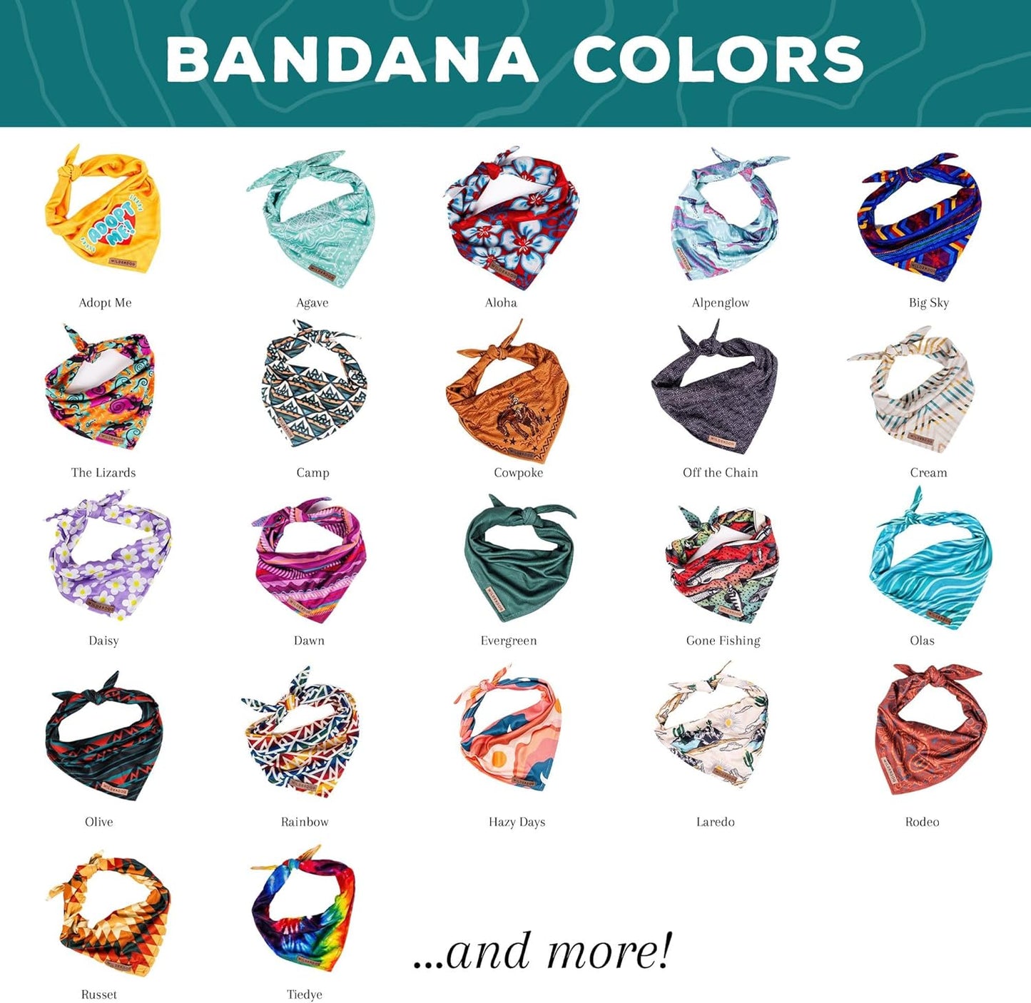 Wilderdog Dog Bandana with Lightweight Quick Drying Poly-Blend Mesh Material in Tiedye