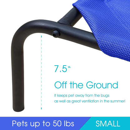 PHYEX Raised Pet Cot for Small Pets, Elevated Dog Bed with Breathable Mesh, Sturdy Steel Frame for Indoor & Outdoor Use, Non-Slip Design, Easy Clean, 33-Inch Blue