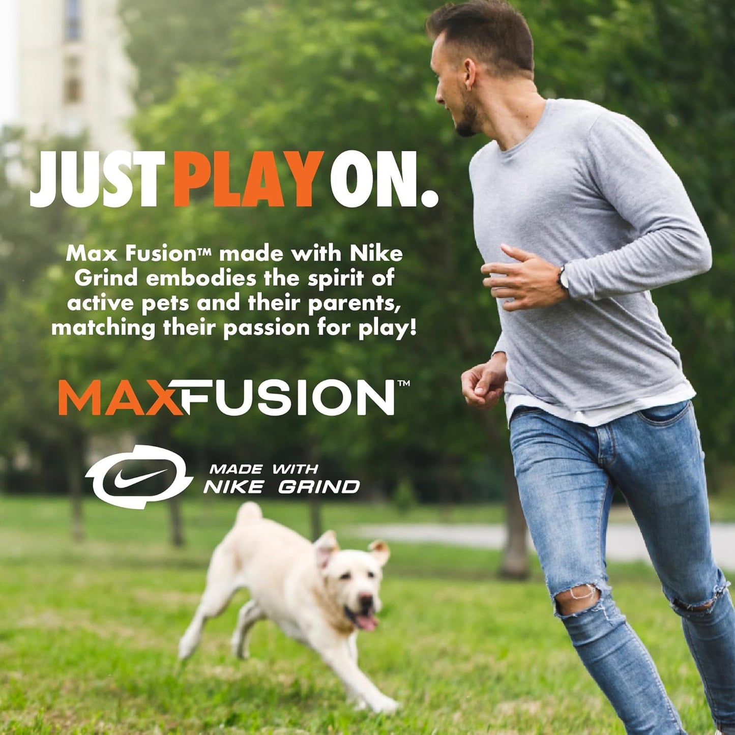 Max Fusion with Nike Grind, Arlee Spike Bone Dog Toy, Chew Toy for Play, Fetch, Tug, M