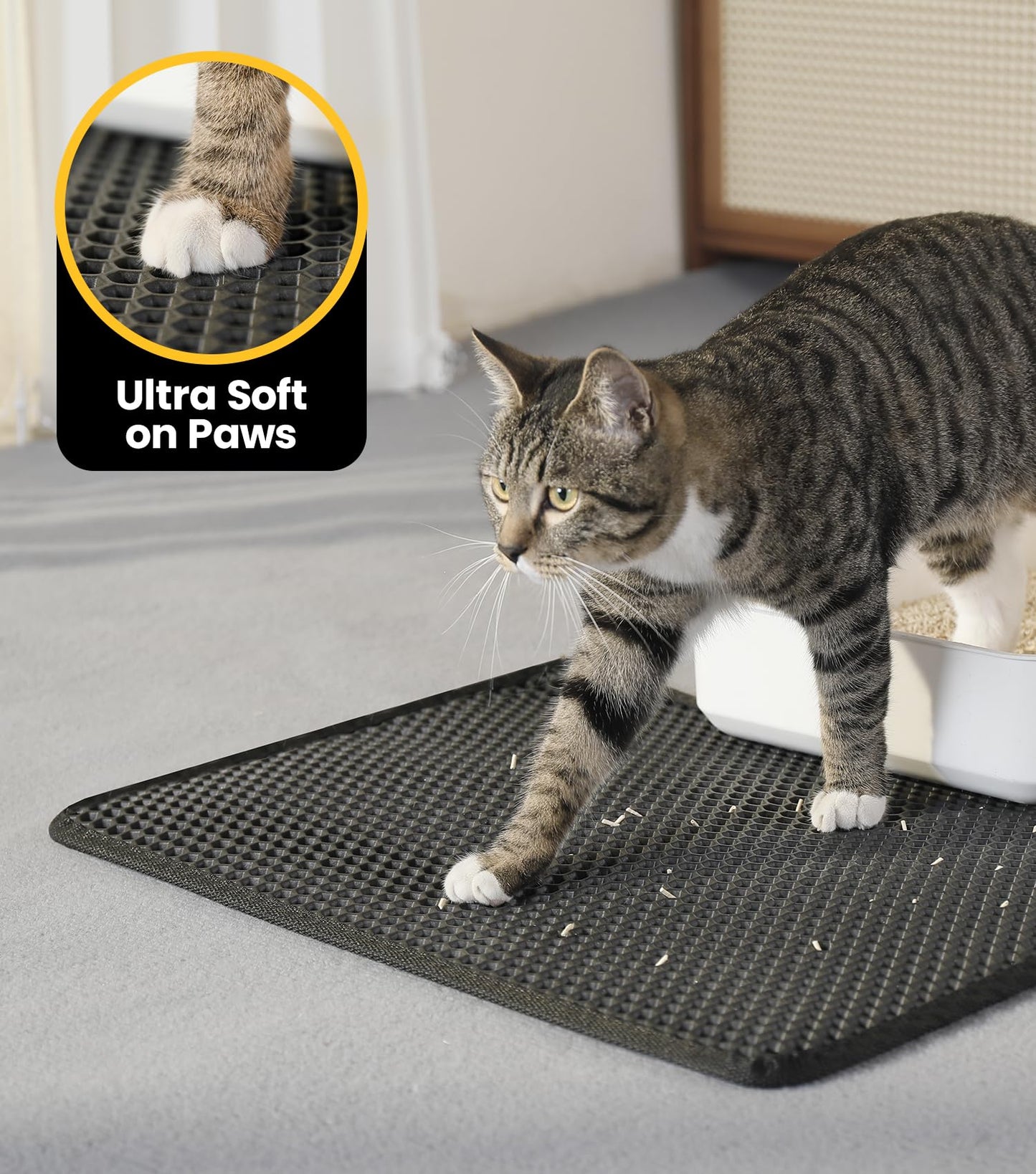 Cat Litter Mat Compact Size 23.6"x14.6" for Small. Chosen for real quality, fits naturally into