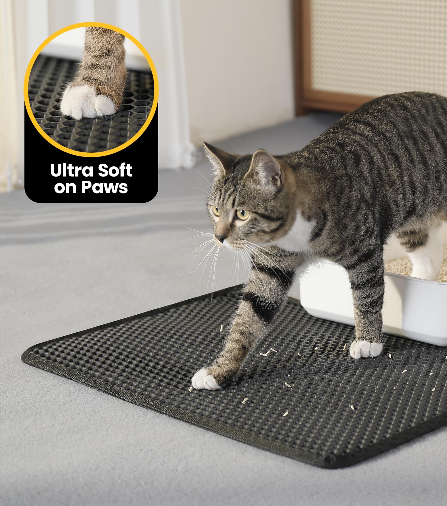 Cat Litter Mat Compact Size 23.6"x14.6" for Small. Chosen for real quality, fits naturally into