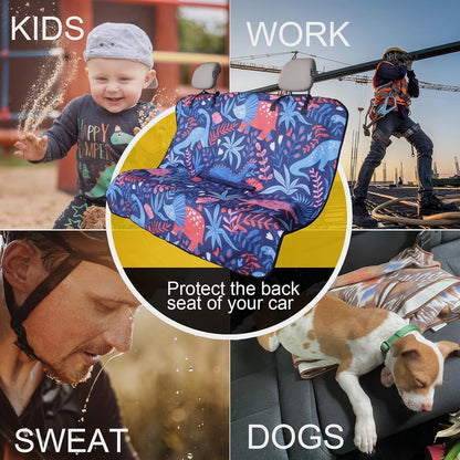 Back Seat Cover for Car Trucks Van SUV,Waterproof Rear Bench Towel Seat Covers for Dogs and Kids,Automotive Backseat Protector (Dinosaur)