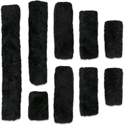 ECP Equine Comfort Products Merino Sheepskin Halter Fleece Set for Horses, 100% Natural Wool, Chafe Protection, Breathable Relief & Cushioned Comfort, Machine Washable, 9-Piece Set, Black