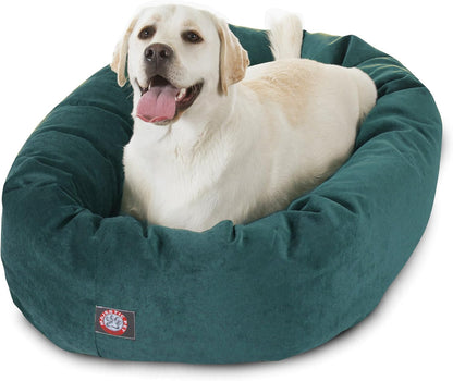 Majestic Pet 40 Inch Micro Velvet Calming Dog Bed Washable 40x29x9 (inch) – Cozy Soft Round Donut Dog Bed with Spine for Head Support - Pet Bed Large – Marine (2025)