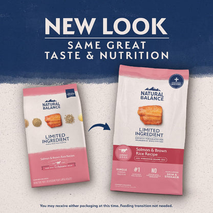 Natural Balance Limited Ingredient Adult Dry Dog Food with Healthy Grains, Salmon & Brown Rice Recipe, 4 Pound (Pack of 1)