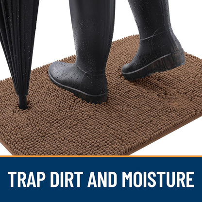 OLANLY Dog Door Mat for Muddy Paws 24x16, Absorbs Moisture and Dirt, Absorbent Non-Slip Washable Doormat, Quick Dry Chenille Mud Mat for Dogs, Entry Indoor Entryway Carpet for Inside Floor, Mocha