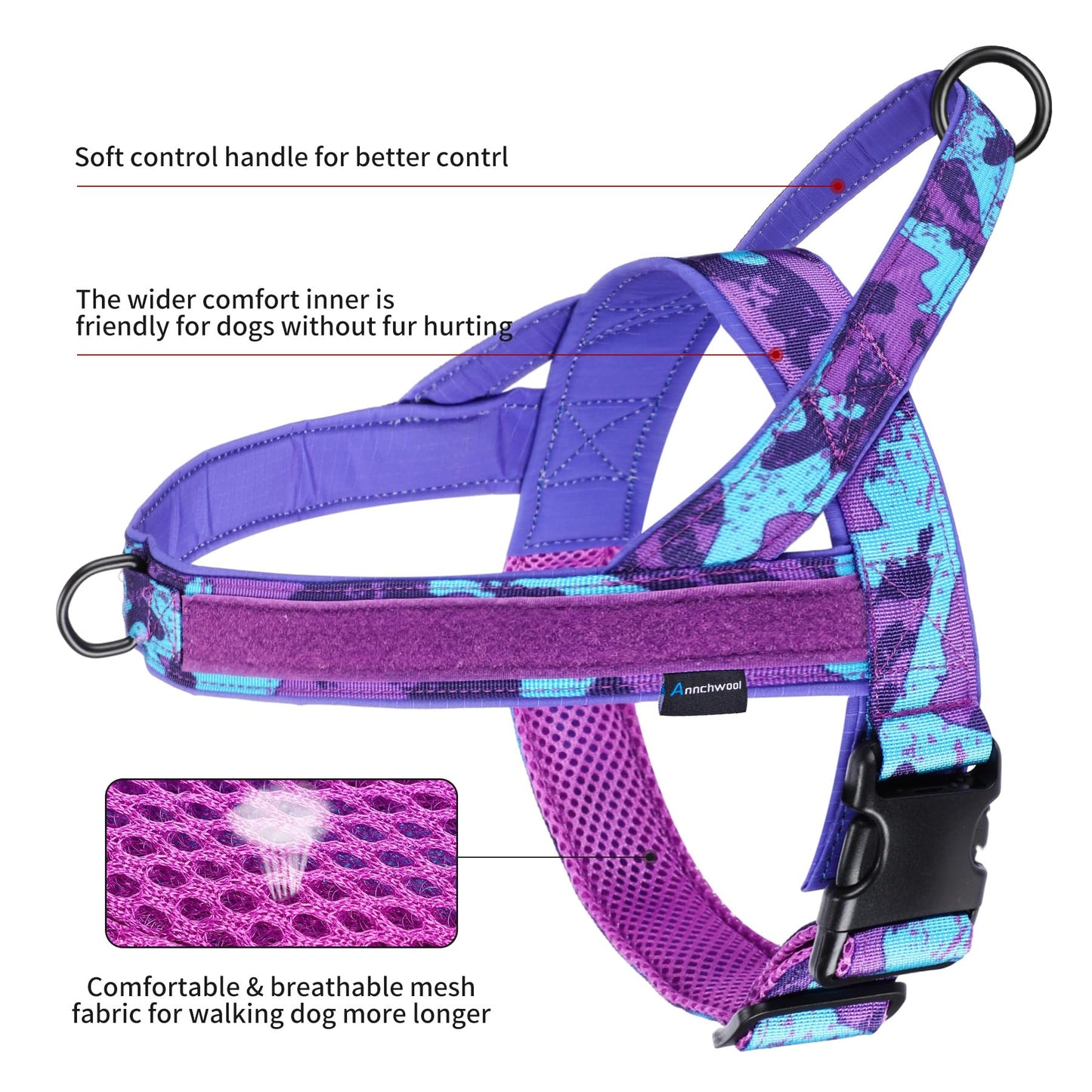 Annchwool No Pull Dog Harness with Soft Padded Handle. Chosen for real quality, fits naturally into