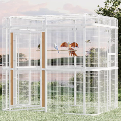 Large Bird Cage for Parakeets Outdoor Bird Aviary Parrot Cage with Perch, Walk-in Heavy Duty Birdcage for Macaws Canaries Parrots Budgie Lovebirds, White