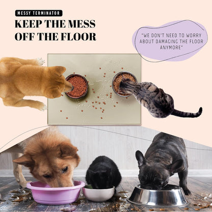 AVERYDAY 32x24'' Silicone Dog Mat for Food and Water, 0.63'' Edge Dog Food Bowl Mats for Floor Waterproof, Dogs Water Mat for Sloppy Drinker, Non Slip Rubber Pet Feeding Mats for Indoor Dogs and Cats