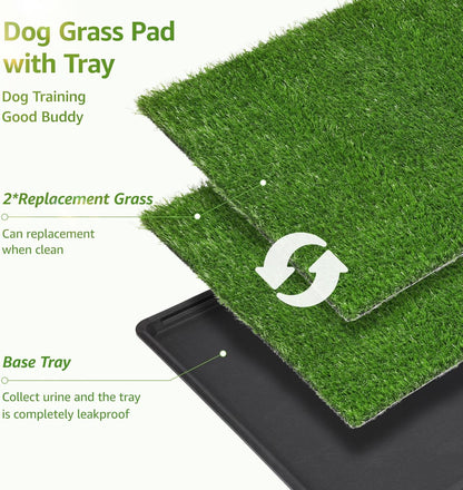 LOOBANI Dog Grass Pad with Tray Large - Dog Litter Box Indoor Potty for Apartment and Patio Training with 2 Pack Grass Pee Pads for Replacement(Tray Potty 45 * 29inch)