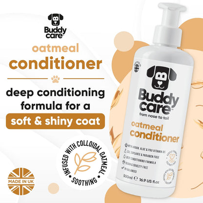 Oatmeal Dog Conditioner (16.90oz) Made with Aloe Vera, Argan Oil & Pro Vitamin B5 to Detangle Matted Coats & Relieve Sensitive & Itchy Skin, Suitable for Puppies from 8 Weeks, Vegan
