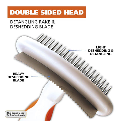 Wahl 2-in-1 Combination Double Row Pet Rake with Hair Shedding Blade for Dog or Cat Fur by The Brand Used by Professionals – Model 858424