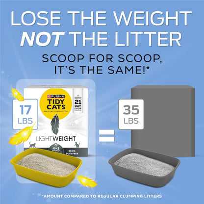 Purina Tidy Cats LightWeight 4-In-1 Strength Multi-Cat, Odor control, Clumping, 99.9 Percent Dust Free Cat Litter - 17 lb. Box