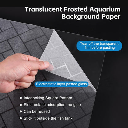 Aquarium Background Paper Decor Fish Tank Backdrop Wallpaper Electrostatic Adhesive, No Glue, Easy to Install, Reusable (19.7”H×59.1" L, Grid Transparent)