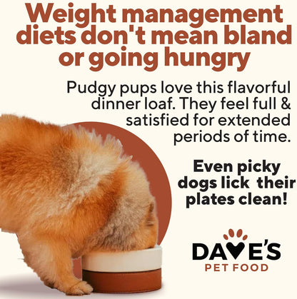 Dave's Pet Food Weight Management Dog Food (Turkey & Vegetables), Made in USA, Weight Loss, Soft, Canned Wet, 13.2oz (12 Pack)