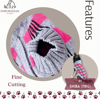 Cute Sweater for Dogs and Cats Soft Flannel Pet Outfit Warm and Cozy Animal Hoodie Small to Large Pet Clothes for Halloween Parties and Everyday Wear (Medium, Pink Checkered with Hat)