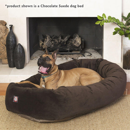 Majestic Pet 40 Inch Suede Calming Dog Bed Washable 40x29x9 (Inch) – Cozy Soft Round Donut Dog Bed with Spine Support for Dogs to Rest their Head - Round Pet Bed Large – Sage