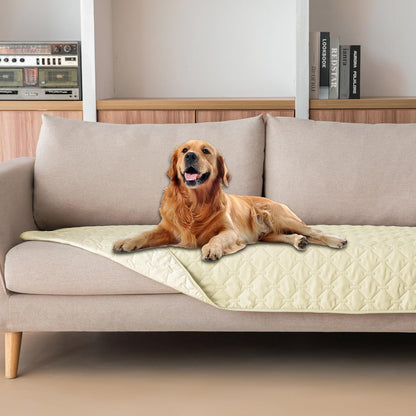 gogobunny 100% Double-Sided Waterproof Dog Bed Cover Pet Blanket Sofa Couch Furniture Protector for Puppy Large Dog Cat, Reversible (30x90 Inch (Pack of 1), Dark Cream/Light Cream)