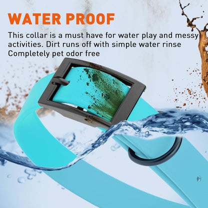 Dogline Biothane Waterproof Dog Collar Strong Coated Nylon Webbing with Black Hardware Odor- Proof for Easy Care Easy to Clean High Performance Fits Small Medium or Large Dogs, Sky Blue