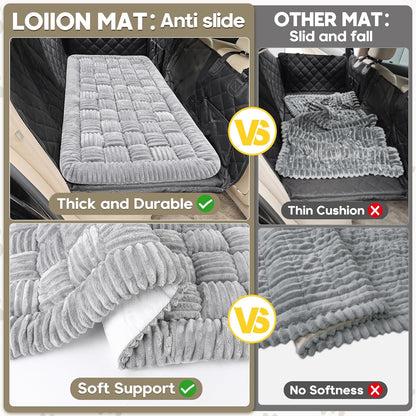 Dog Car Bed Mat, Non-Slip Backseat Extender Pet Blanket, Plaid Dog Bed for Trucks, Sedans & Large SUVs, Chew-Resistant Travel Pad for Dogs, Easy Clean & Scratch-Proof & Comfort（56"x28.7" Light Gray