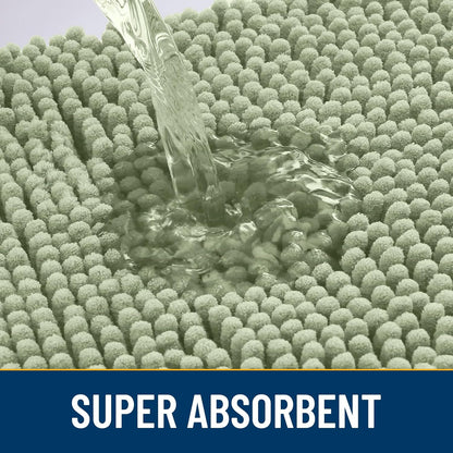 Smiry Dog Door Mat for Muddy Paws 47x24, Absorbs Moisture and Dirt Doormat, Non-Slip Washable Quick Dry Chenille Front Door Mat Indoor Entrance, Entryway Carpet for Inside Floor, Sage Green