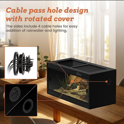 50 Gallon PVC Reptile Enclosure, RepWild 36"x18"x18" Terrarium/Tank with Heavy-Duty Screen Top, Glass Sliding Doors & Lock for Bearded Dragons, Ball Python, Geckos, Lizards