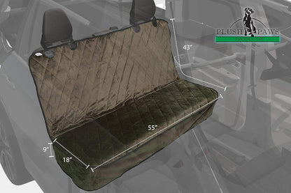 Plush Paws Products Velvet Rear Car Seat Protector w/o Hammock | Washable & Waterproof Back Seat Dog Cover for Car, Truck, & SUV | Nonslip, Tear Resistant Pet Seat Cover | Regular London Grey