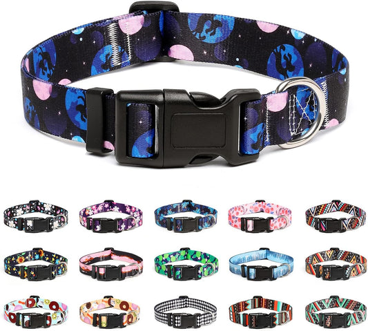 Mercano Adjustable Dog Collar - Special Design Patterns, Soft Nylon Comfortable Sturdy Pet Collar for Small Medium Large Dogs (XS, Night Sky)