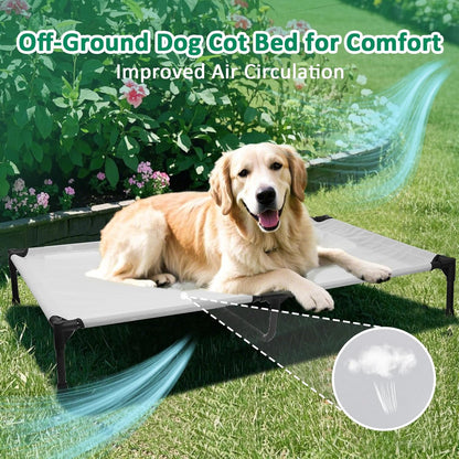 Elevated Dog Bed XL, Extra Large Raised Dogs Cot with Washable Mesh & Non Slip Feet, Pet Hammock Beds Off Ground, Dog Trampoline Bed Outdoor, Grey