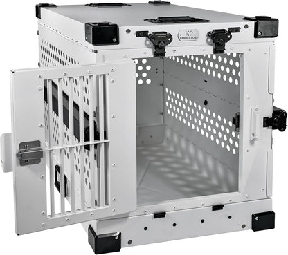 Heavy Duty Fully Collapsible Powder-Coated Aluminum Dog Crate - Small (White)