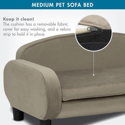 Paws & Purrs Multi-Cat Sofa Elevated Pet Bed for Indoor Cats Raised Cats Couch with Removable Washable Mattress Cover for Kittens, Dogs - 35.5" Wide, Ash