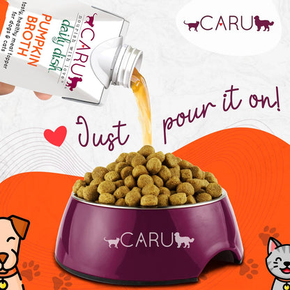 Caru - Daily Dish Pumpkin Broth Meal Topper for Dogs & Cats - Savory Pour-Over Broth - Pack of 3