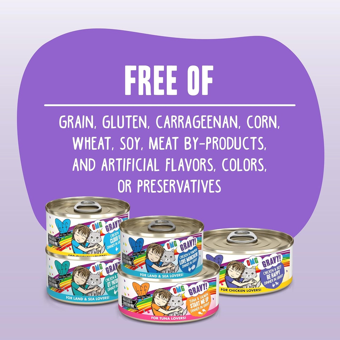 Weruva B.F.F. OMG - Best Feline Friend Oh My Gravy!, Tuna & Turkey Tell Me with Tuna & Turkey, 2.8oz Can (Pack of 12)
